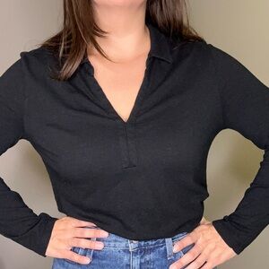 Gap Black Cotton Polo Tee